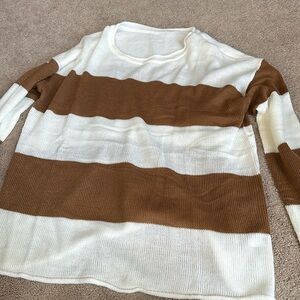 Brown and white sweater